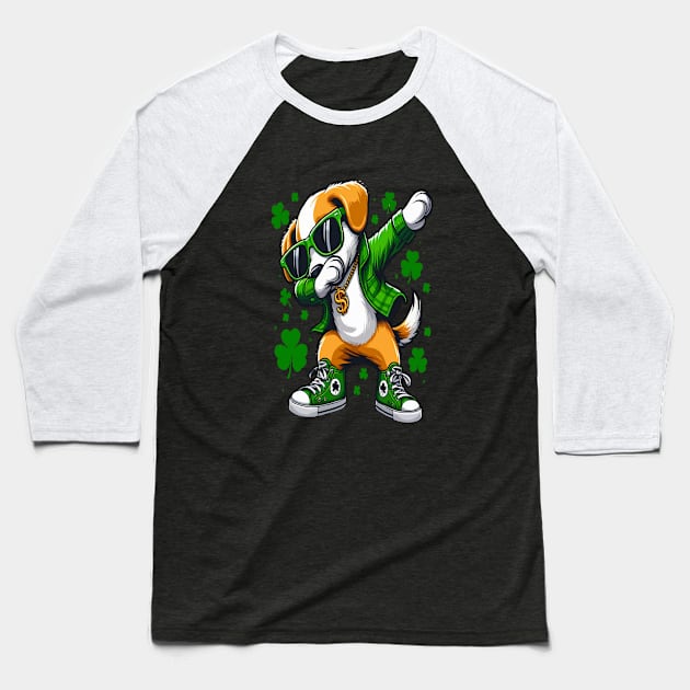 St. Patrick's Day funny Dog Dabbing Baseball T-Shirt by WOLVES STORE